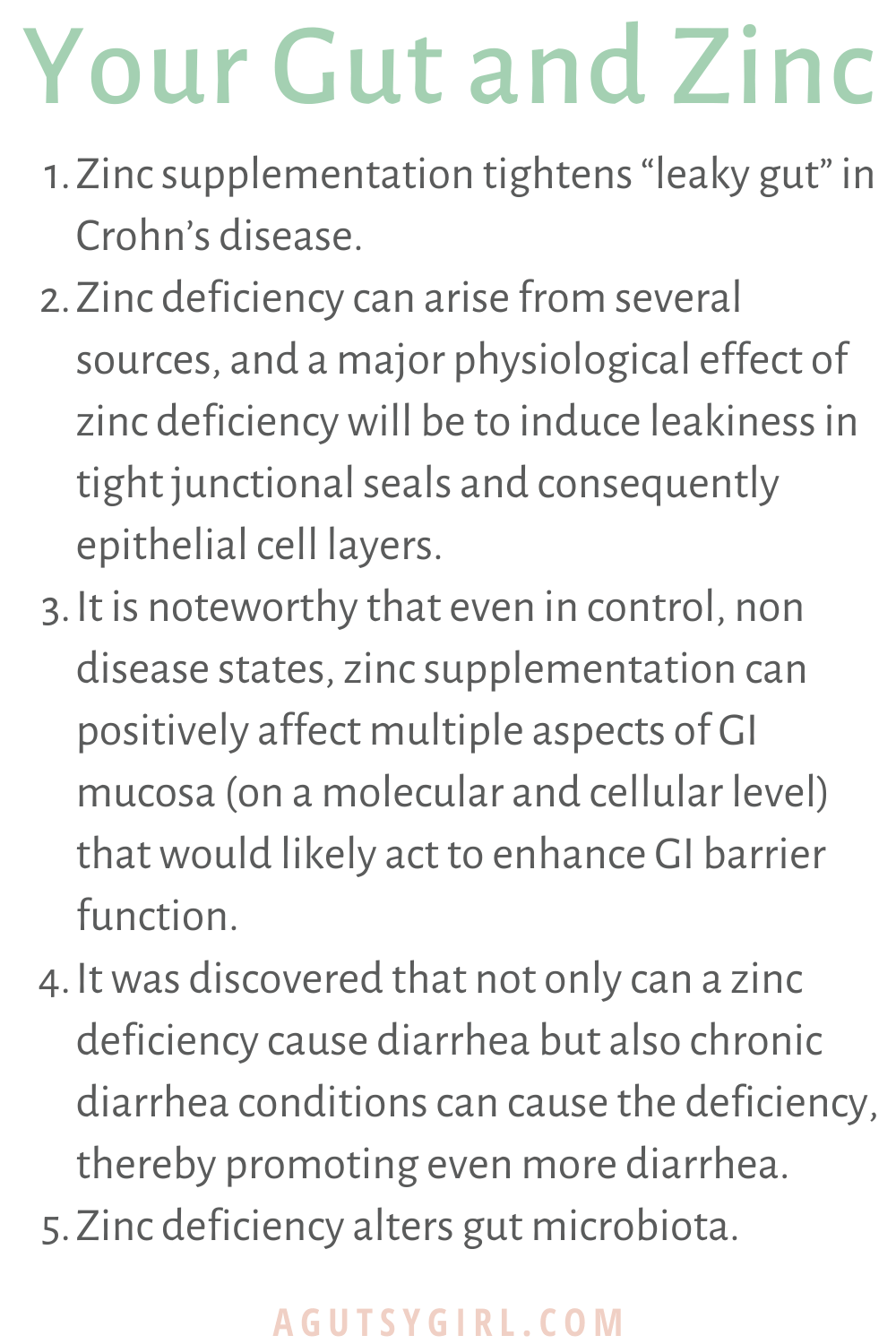 Why Zinc is Important for Gut Health agutsygirl.com #zinc #guthealth #minerals #supplements facts about