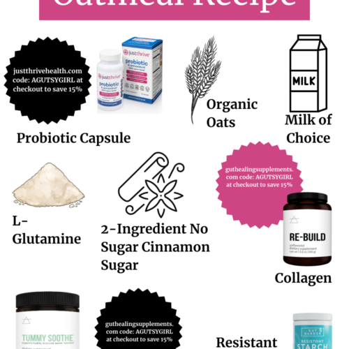 Gut Healthy Boosted Oatmeal Recipe agutsygirl.com #oatmeal #oatmealrecipe
