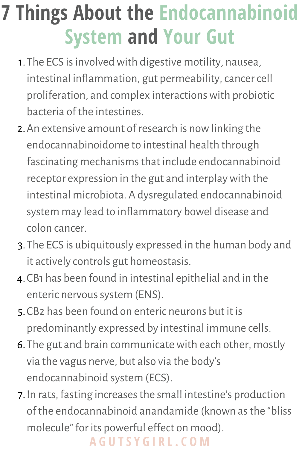 Endocannabinoid System and Your Gut agutsygirl.com #guthealth #endocannabinoidsystem #gutbrain