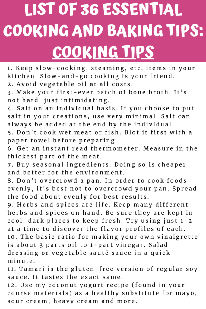 List of 36 Essential cooking and baking tips_ cooking