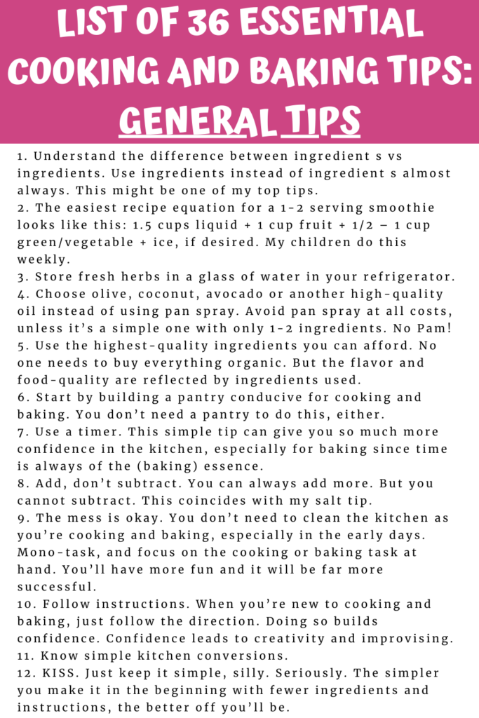 List of 36 Essential cooking and baking tips_ general