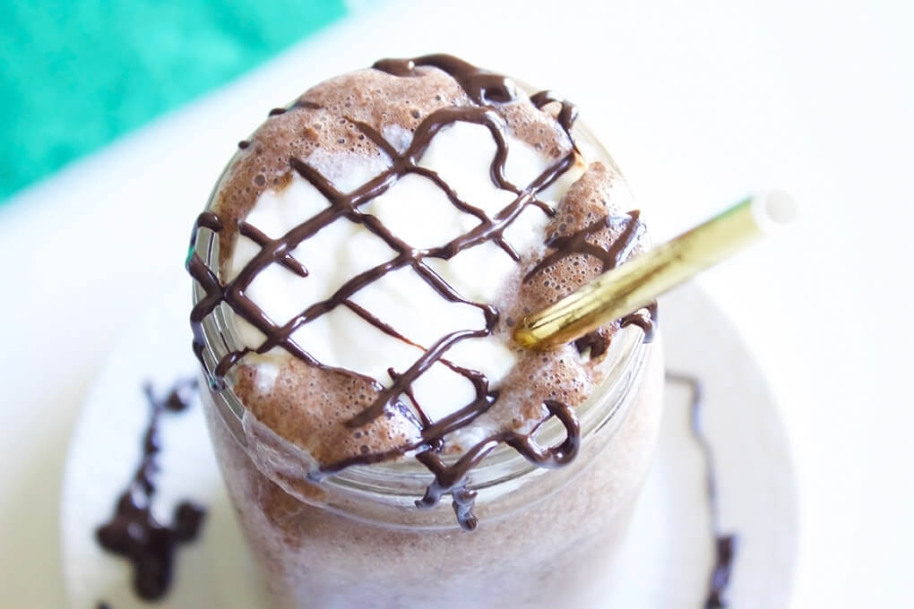 Vegan, Gluten-Free Frozen Hot Chocolate Recipe agutsygirl.com #veganrecipes #veganicecream #dairyfree dessert