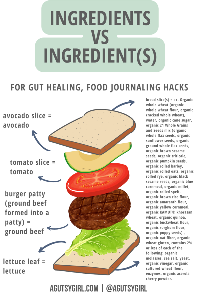 ingredients vs ingredient(s) illustration agutsygirl.com #processedfoods