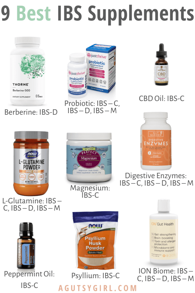 9 Best IBS Supplements infographic agutsygirl.com #ibs #guthealth #supplements