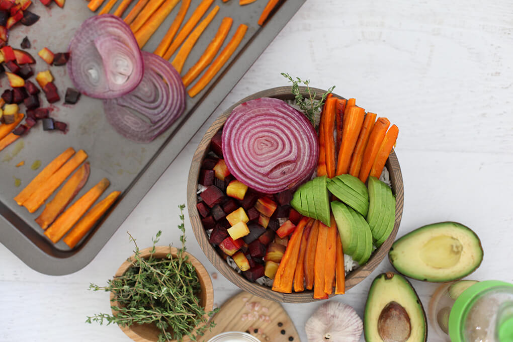 Root Vegetable Vegan Buddha Bowl agutsygirl.com #buddhabowl #buddhabowls #veganrecipes #guthealth