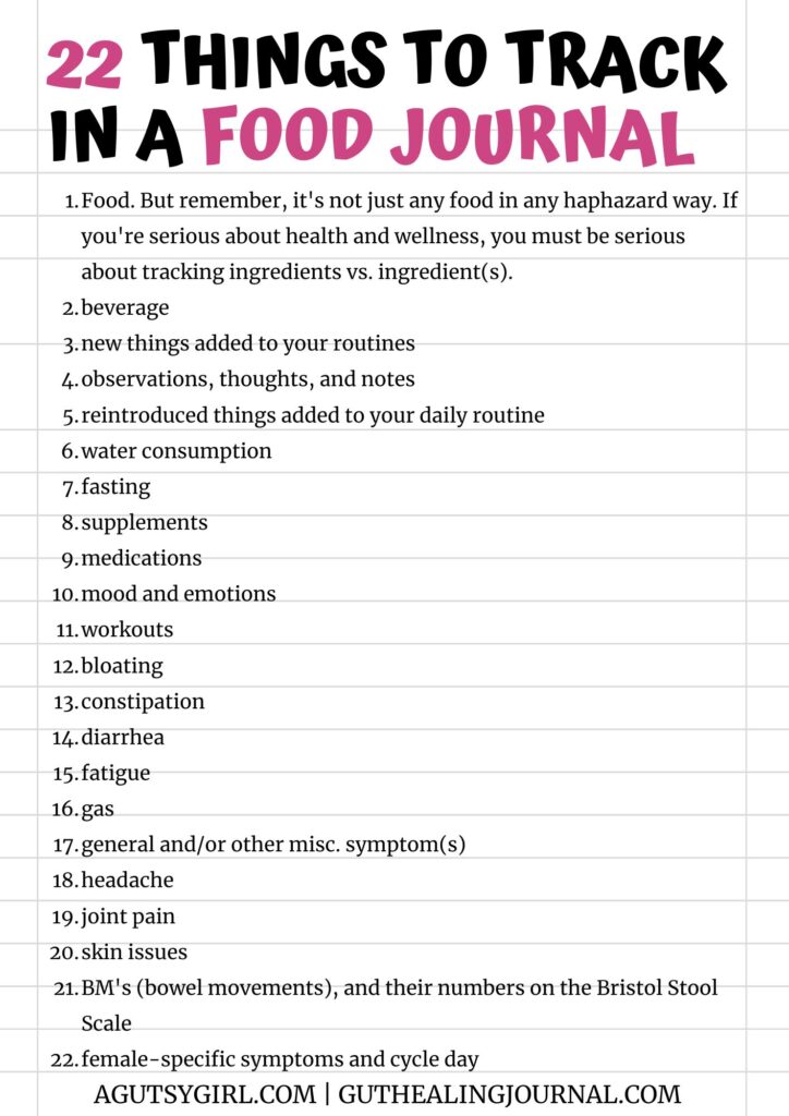 22 things to track in a food journal agutsygirl.com