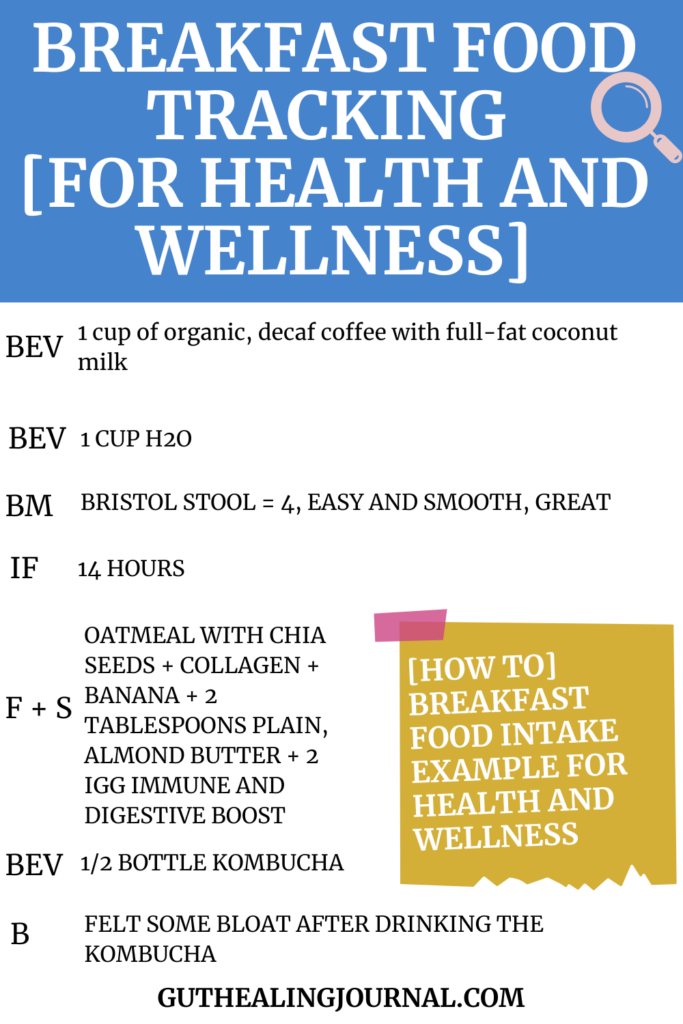 Food Tracking breakfast example health and wellness journal agutsygirl.com