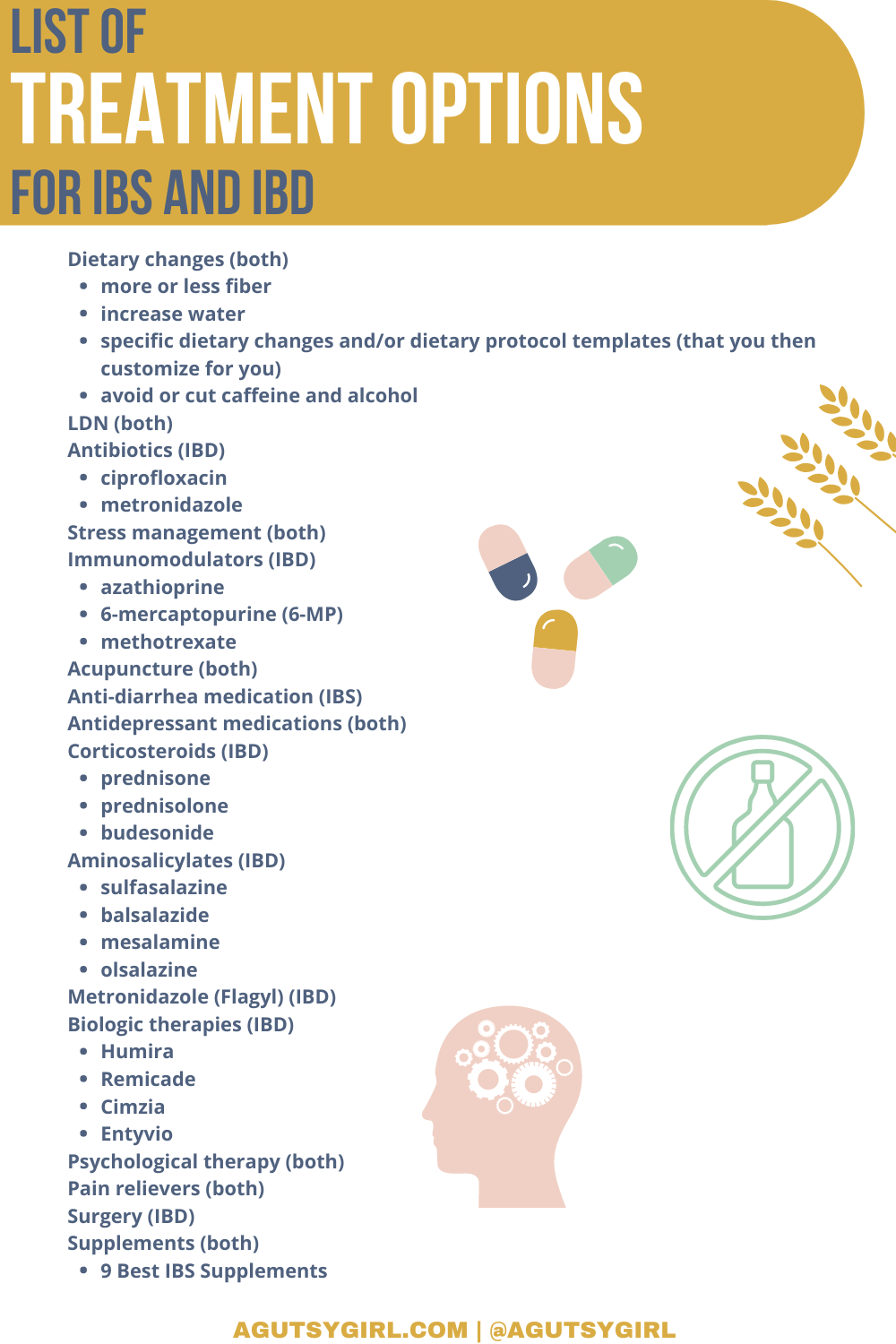 IBS vs IBD What's the difference list of treatment options agutsygirl.com #ibs #ibd #irritablebowelsyndrome