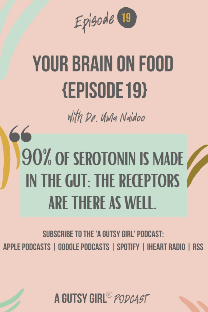 Your Brain on Food {Episode 19 with Dr. Uma Naidoo} gut health podcasts agutsygirl.com #wellnesspodcast #healthpodcast #gutbrainconnection