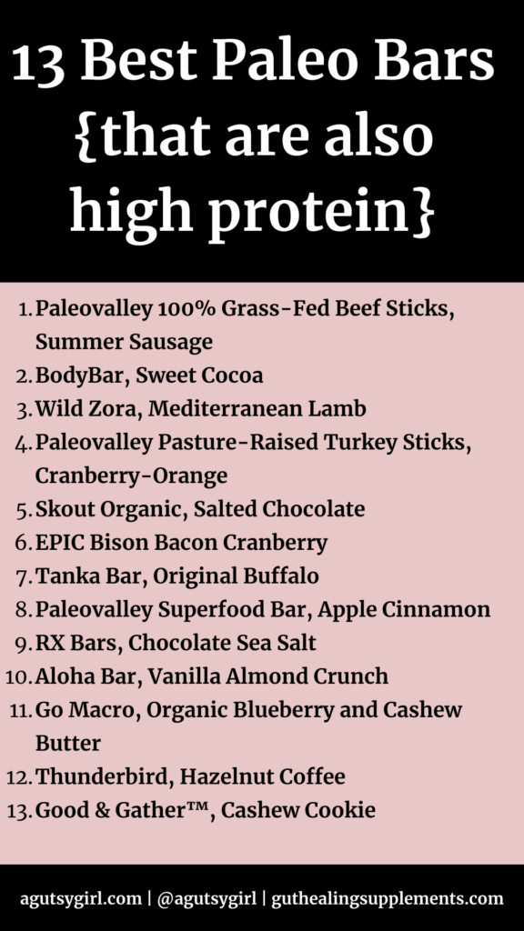 13 Best Paleo Bars agutsygirl.com #paleo #highprotein