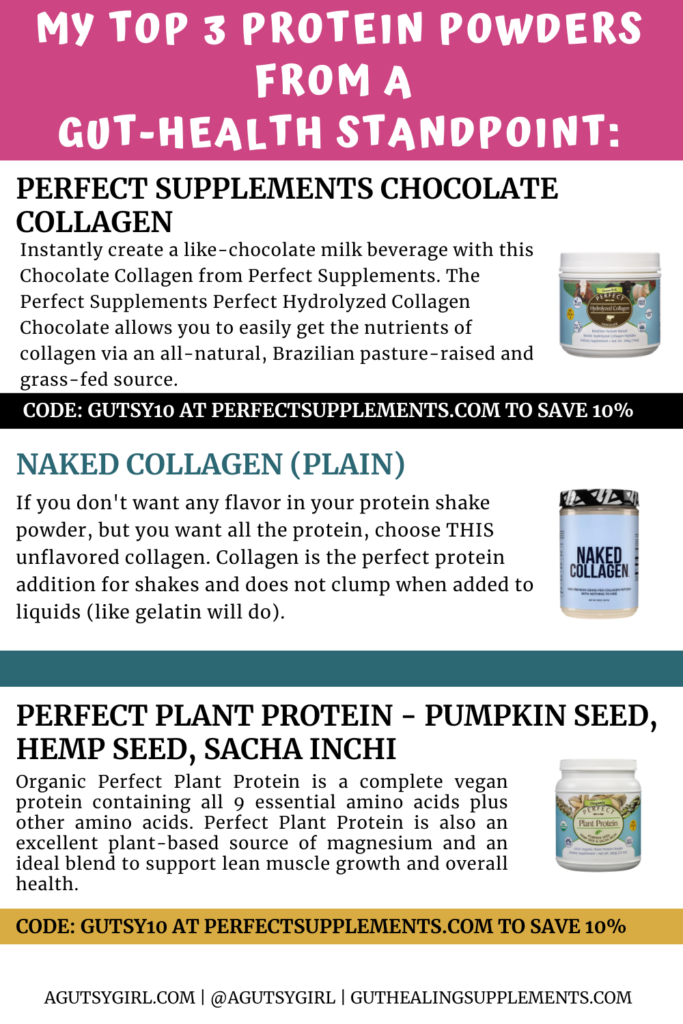 How to Make Protein Shakes Thicker [22 Ways that are Gut Friendly] top 3 protein powders with A Gutsy Girl agutsygirl.com