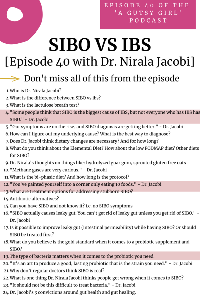 episode 40 SIBO vs IBS with Dr. Nirala Jacobi agutsygirl.com