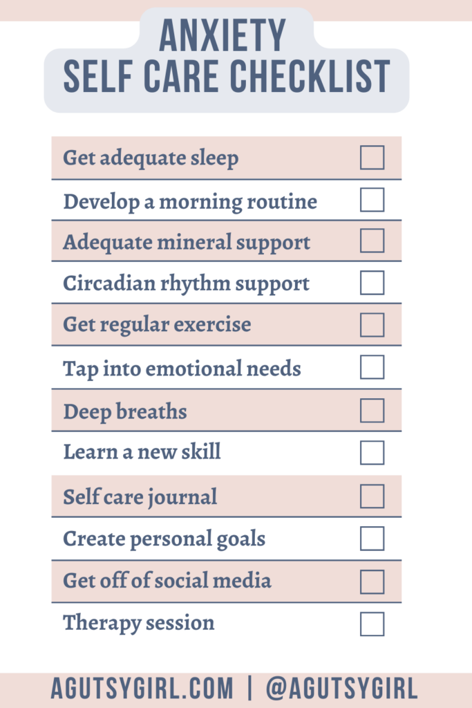 Anxiety Self Care Checklist agutsygirl.com #anxiety #selfcaredownload