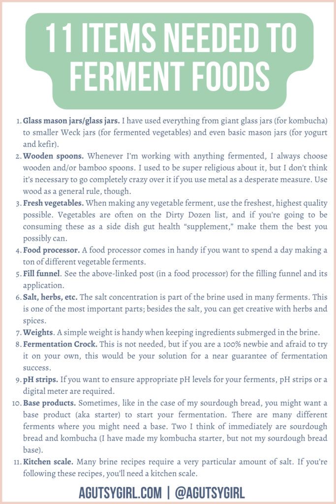 11 items needed Fermented Essentials agutsygirl.com #fermentedfood