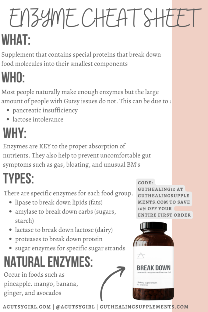 Enzyme vs Probiotic agutsygirl.com #probiotics #enzymes Enzyme cheat sheet