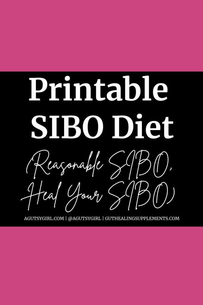 Printable SIBO Diet (Reasonable SIBO, Heal Your SIBO) agutsygirl.com #SIBO #FODMAP