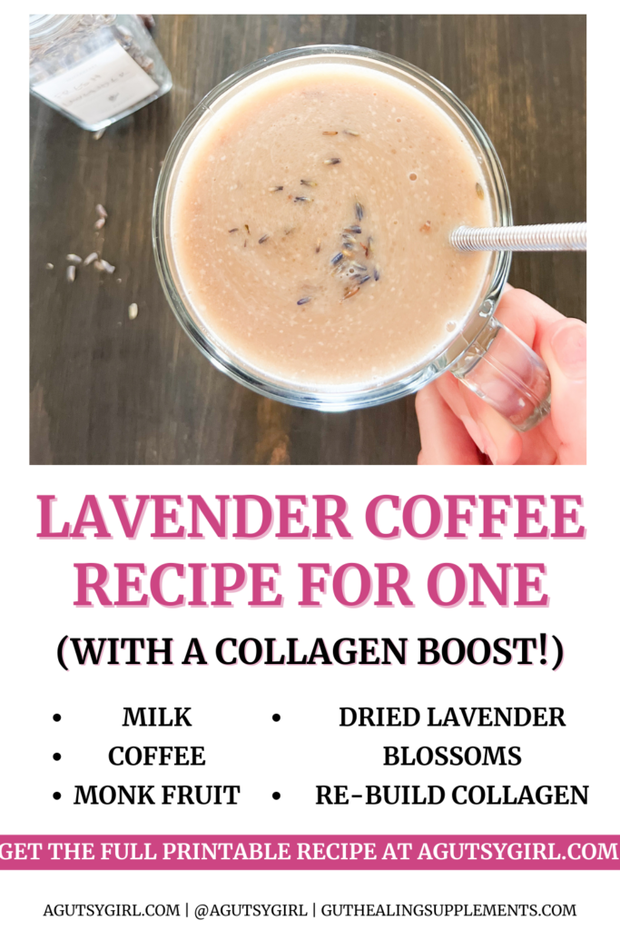Lavender Coffee Recipe for One (with a Collagen boost!) agutsygirl.com #coffeerecipe #lavender