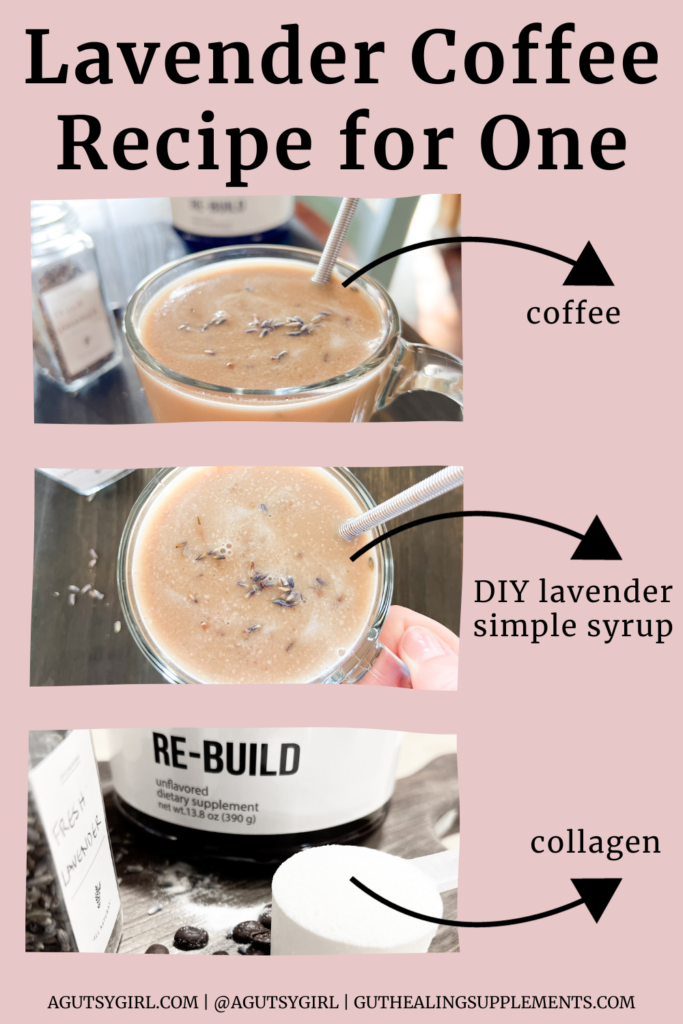 Lavender Coffee Recipe for One (with a Collagen boost!) agutsygirl.com #coffeerecipe #lavender #collagen