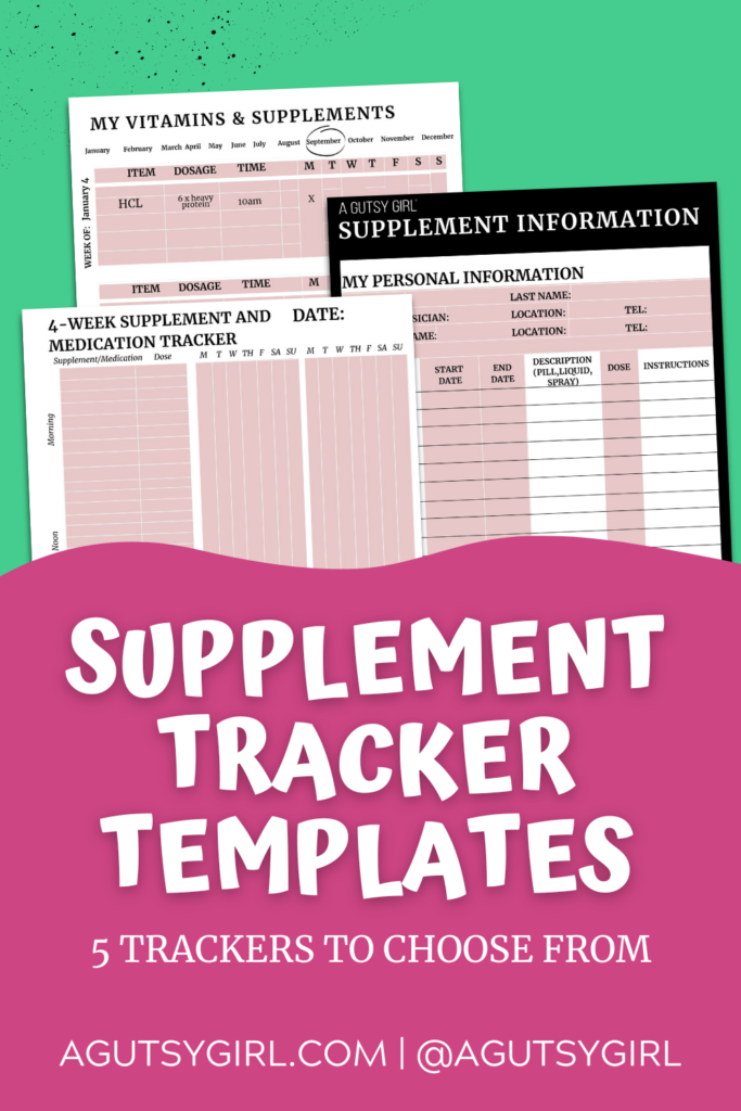 Supplement Tracker Template with A Gutsy Girl agutsygirl.com