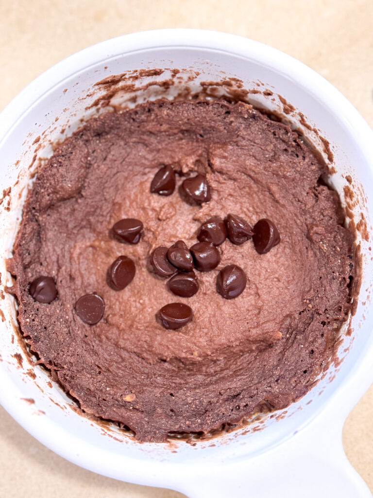 Chocolate Mint Protein Mug Cake gluten, dairy, egg free agutsygirl.com