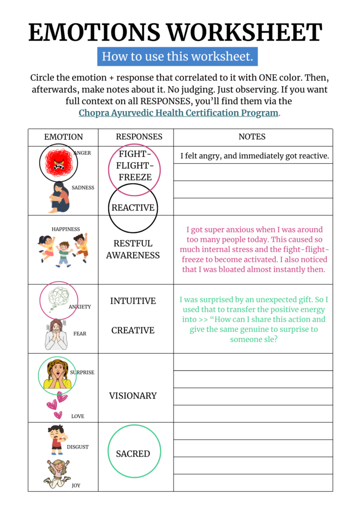 Emotions Worksheets through Ayurvedic medicine example agutsygirl.com