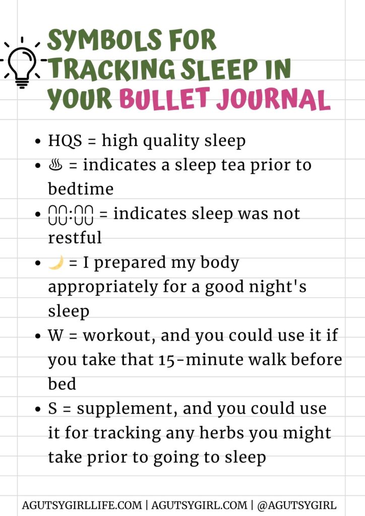 Symbols for tracking sleep in a bullet journal with A Gutsy Girl agutsygirl.com