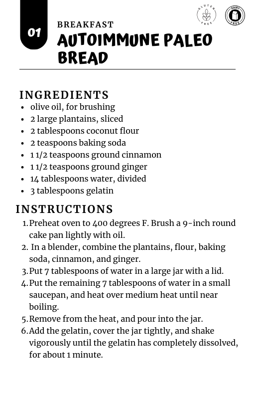 Autoimmune Paleo Bread Week 2, Day 1 breakfast quickgutdetox.com